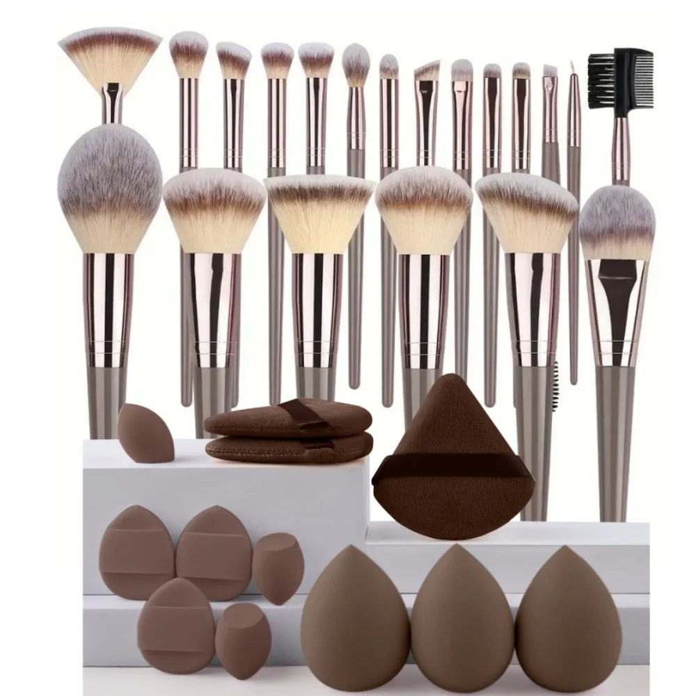 Conjunto Profissional de Pincéis Esponjas de Maquiagem