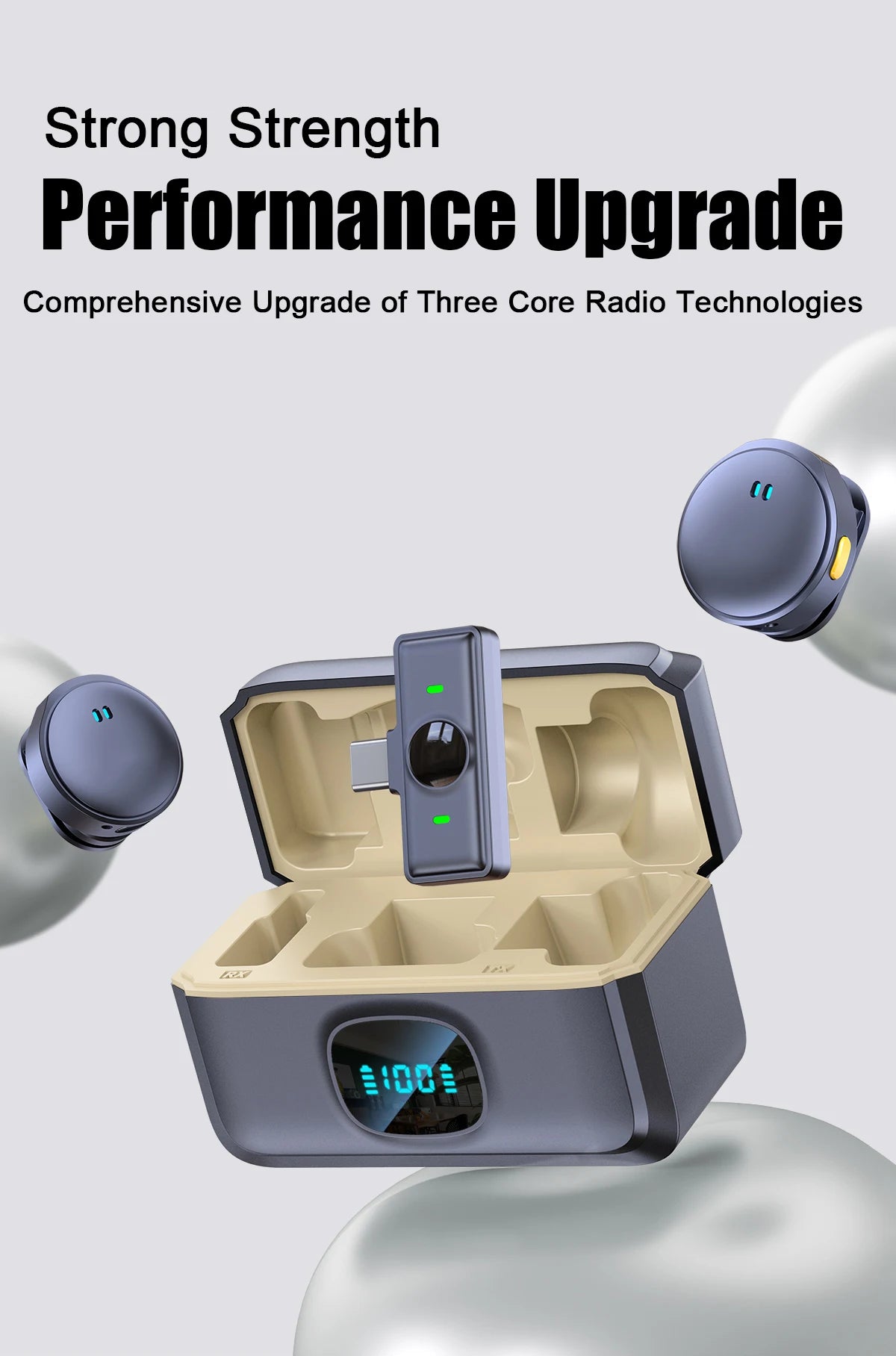 Microfone com Clip Magnético Sem Fio – Plug and Play com Estojo de Carregamento
