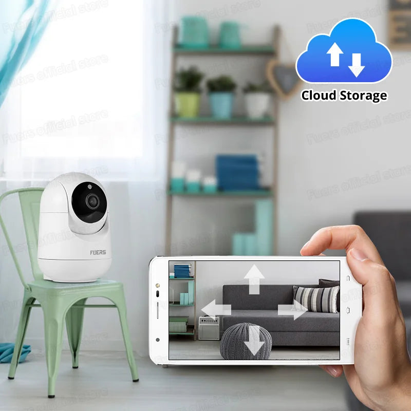 Camera WiFi Inteligente com Suporte Ajustável 4K 8MP – Rastreamento AI e Armazenamento de Até 128GB