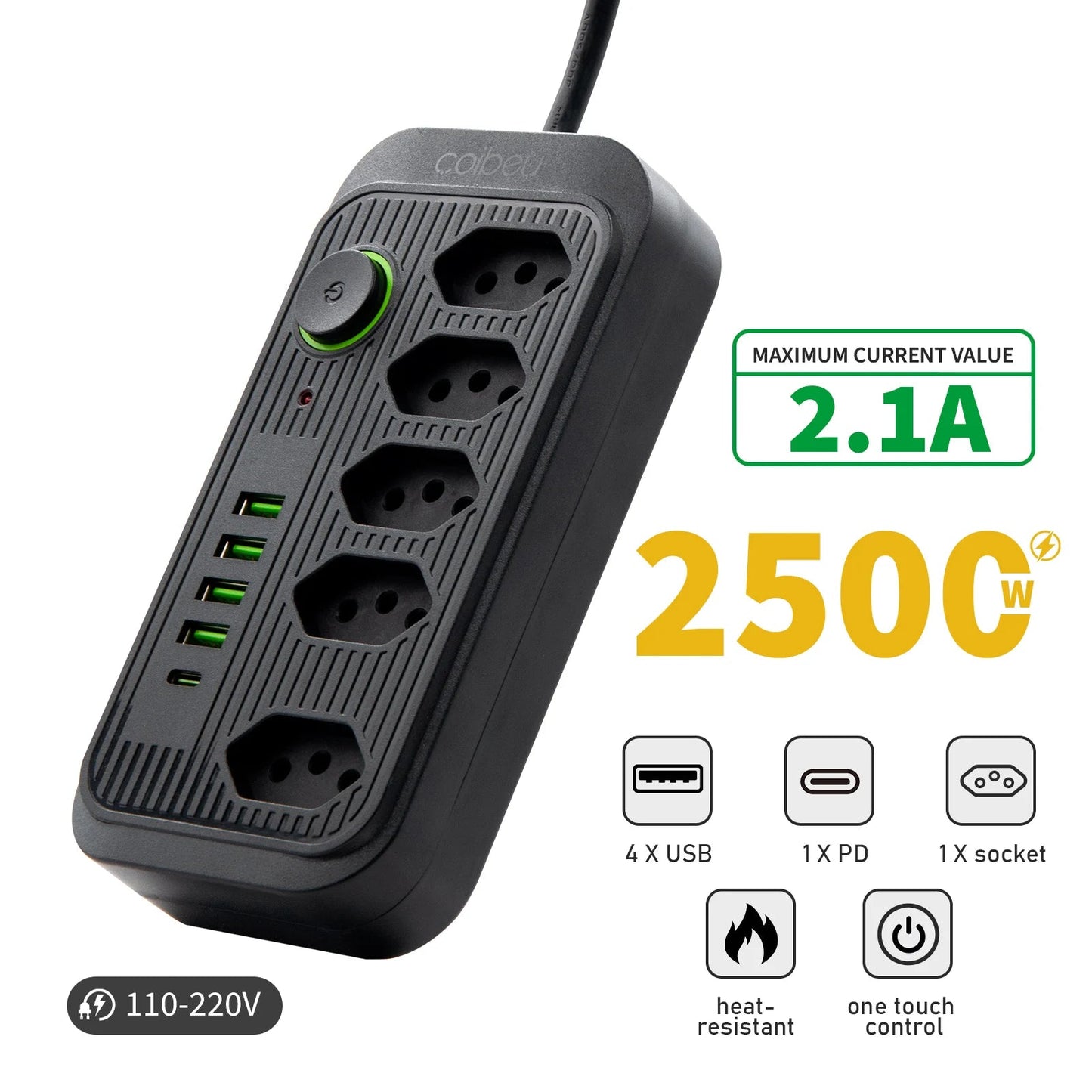 Régua Extensão de Tomadas e Porta USB