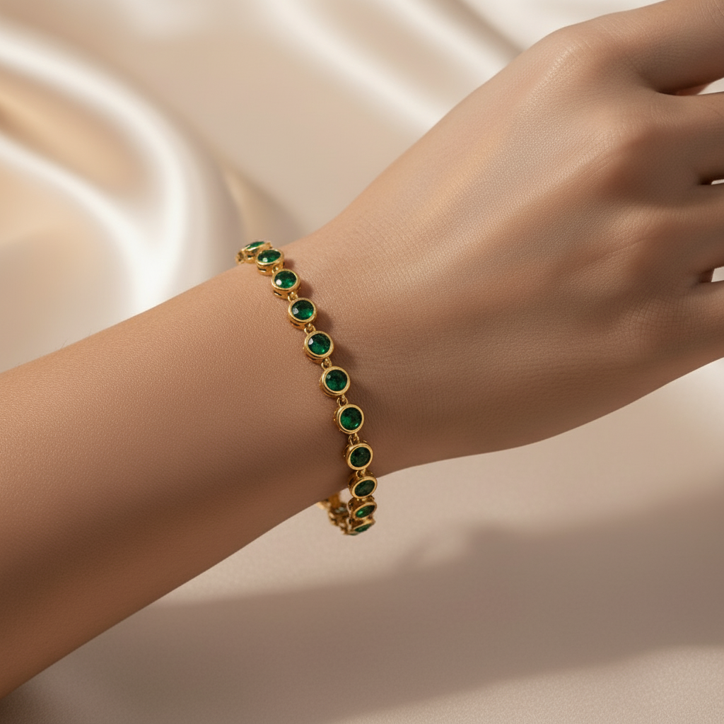 Pulseira com Zircônia Verde
