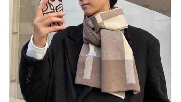 Cachecol Masculino de Inverno – Estilo Patchwork