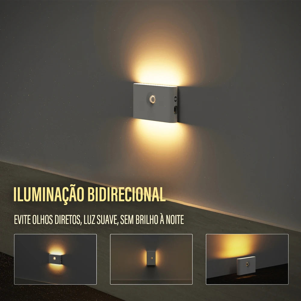 Luz Noturna com Sensor de Movimento – LED Recarregável e Magnética