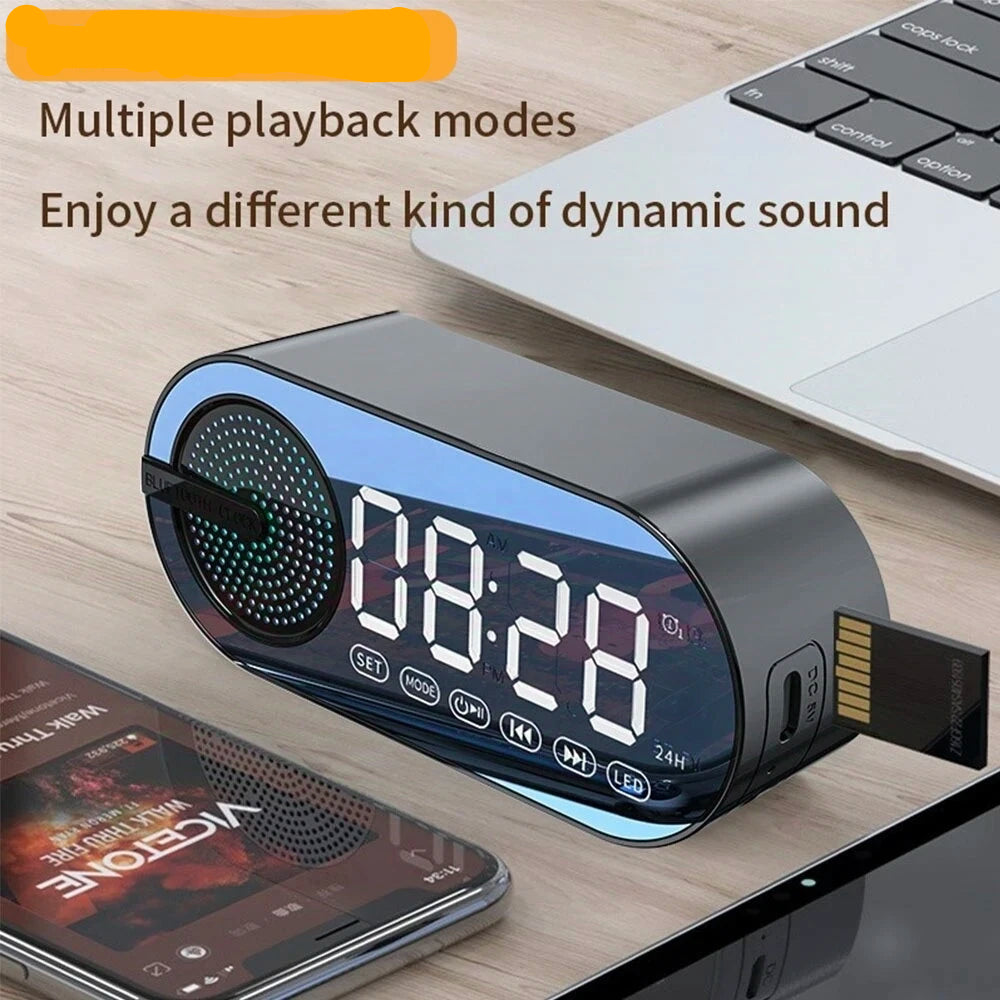 Relógio Despertador Espelho Caixa de Som Bluetooth