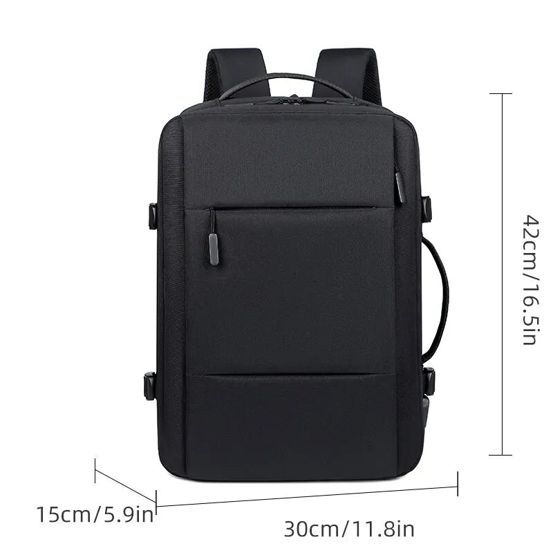 Mochila de Viagem e Trabalho – Impermeável, Expansível, com Porta USB e Compartimento para Notebook 15.6"moch