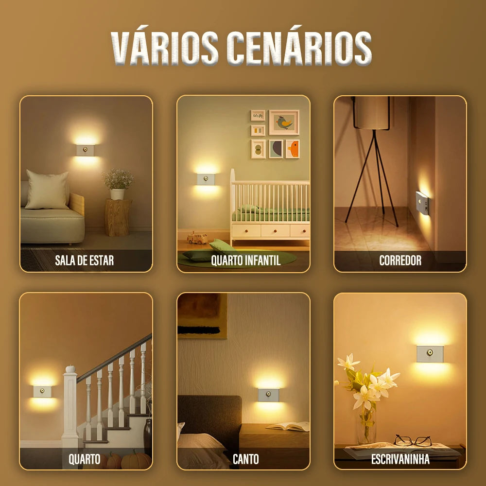 Luz Noturna com Sensor de Movimento – LED Recarregável e Magnética