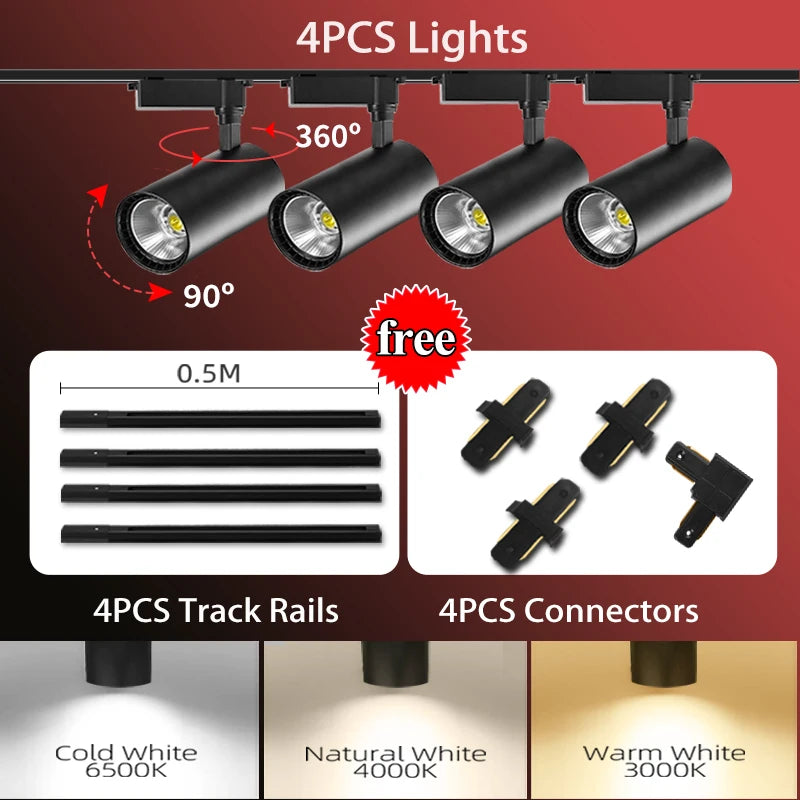 Luminária de Trilho LED – Conjunto Completo