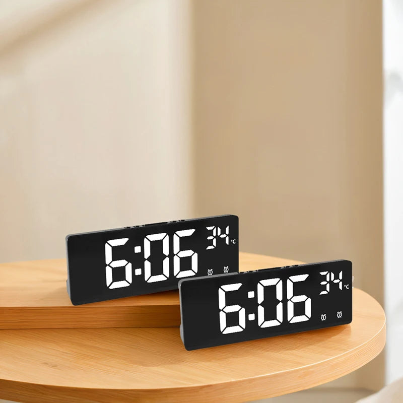 Relógio de Mesa Despertador Digital Portátil de Mesa Temperatura Grande Display