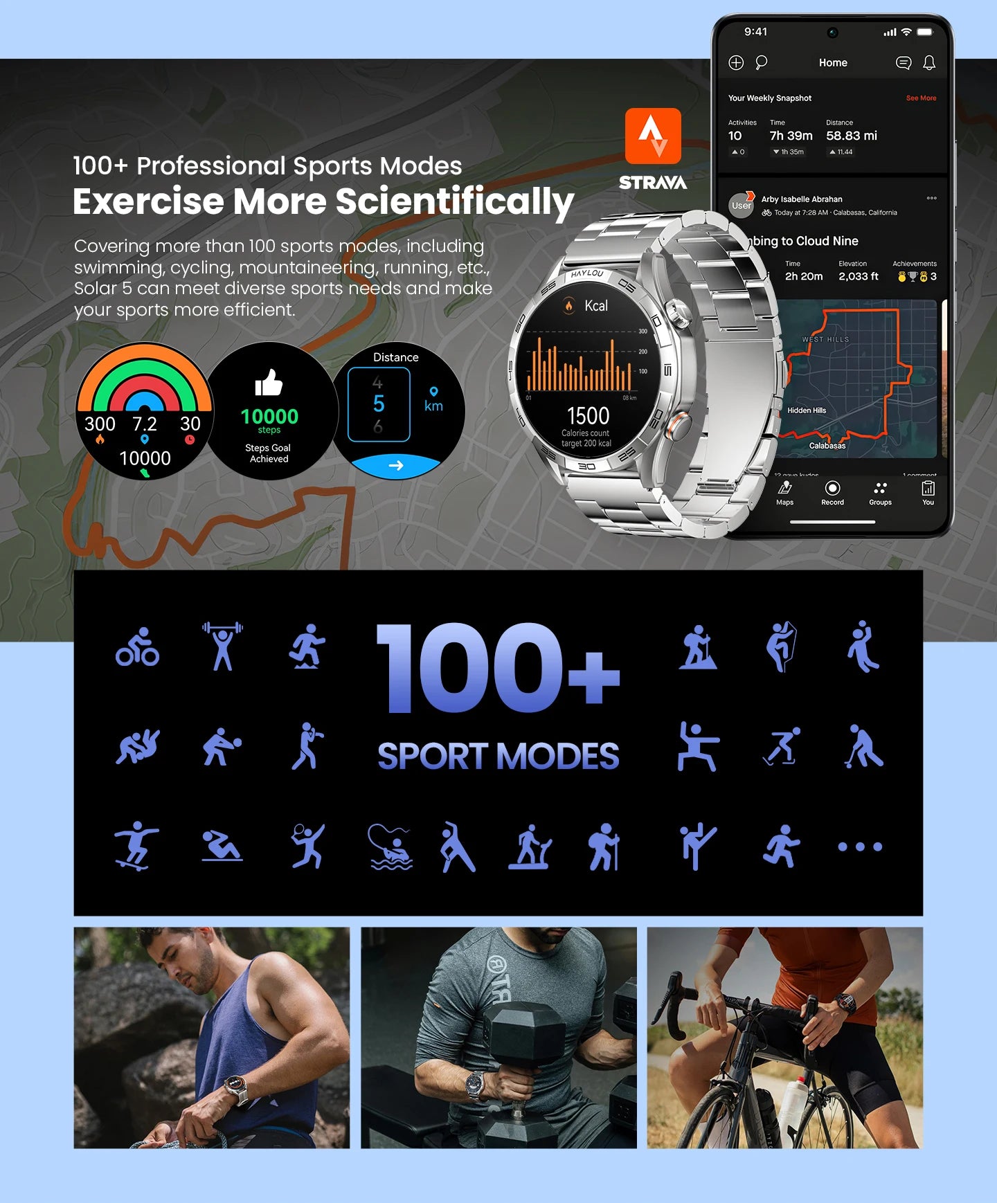 Smartwatch Solar 5 com Chamadas Bluetooth