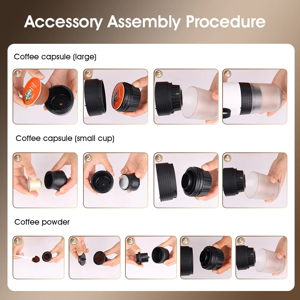 Cafeteira Portátil USB café moído ou cápsulas