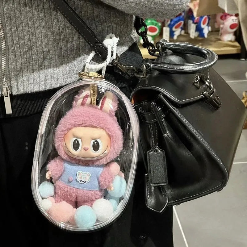 Bolsa Protetora de Vinil para Boneco Labubu – Transparente, à Prova de Poeira