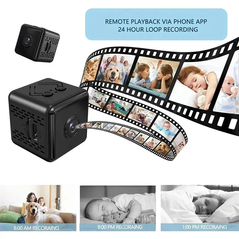 Mini Câmera Wi-Fi 4K/1080P HD com Visão Noturna e Detecção de Movimento