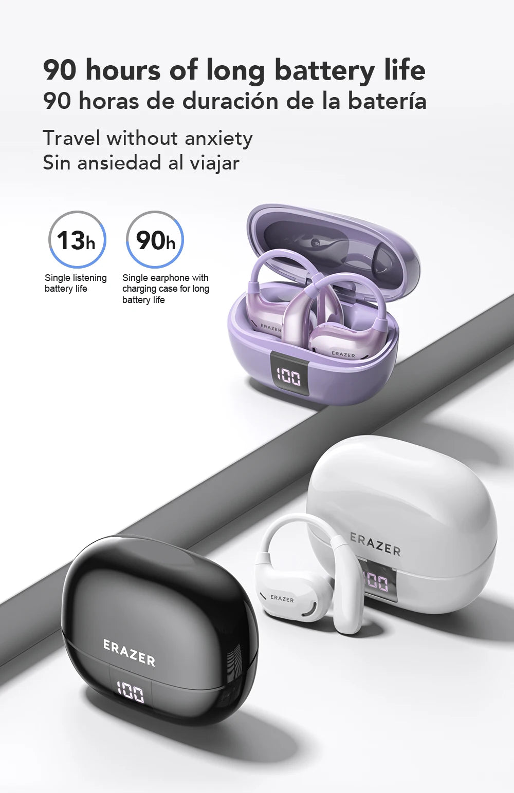 Fones de ouvido AI tradutor sem fio Bluetooth 5.4 135 Idiomas