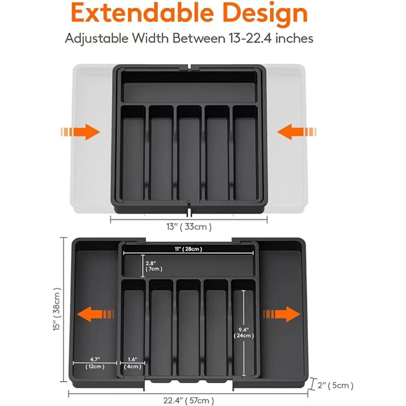 Expandable Cutlery Organizer - Adjustable Tray for Kitchen Drawers