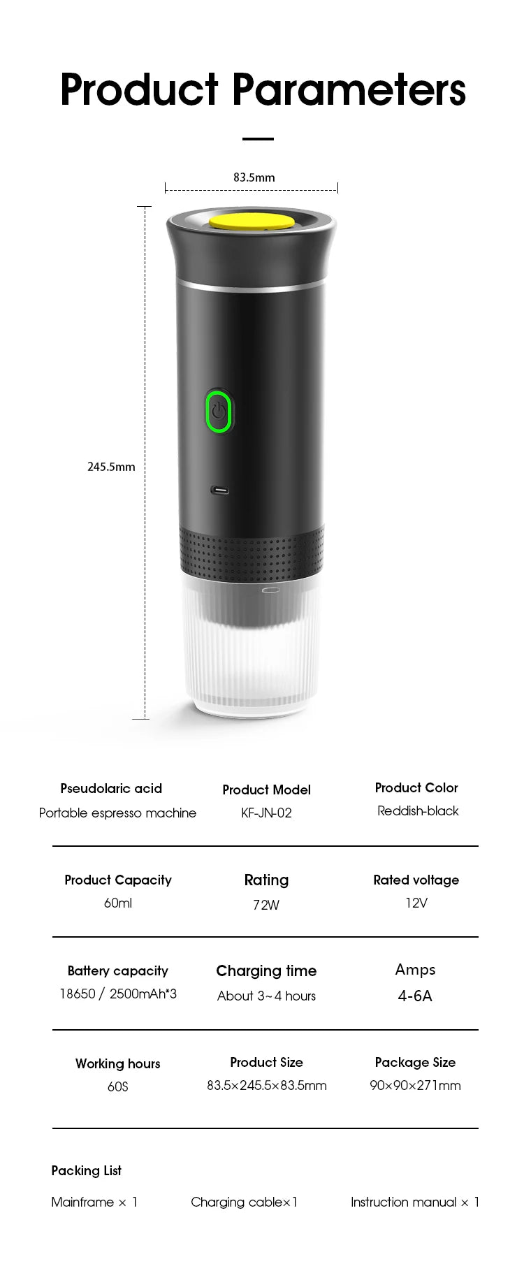 Cafeteira Portátil USB café moído ou cápsulas