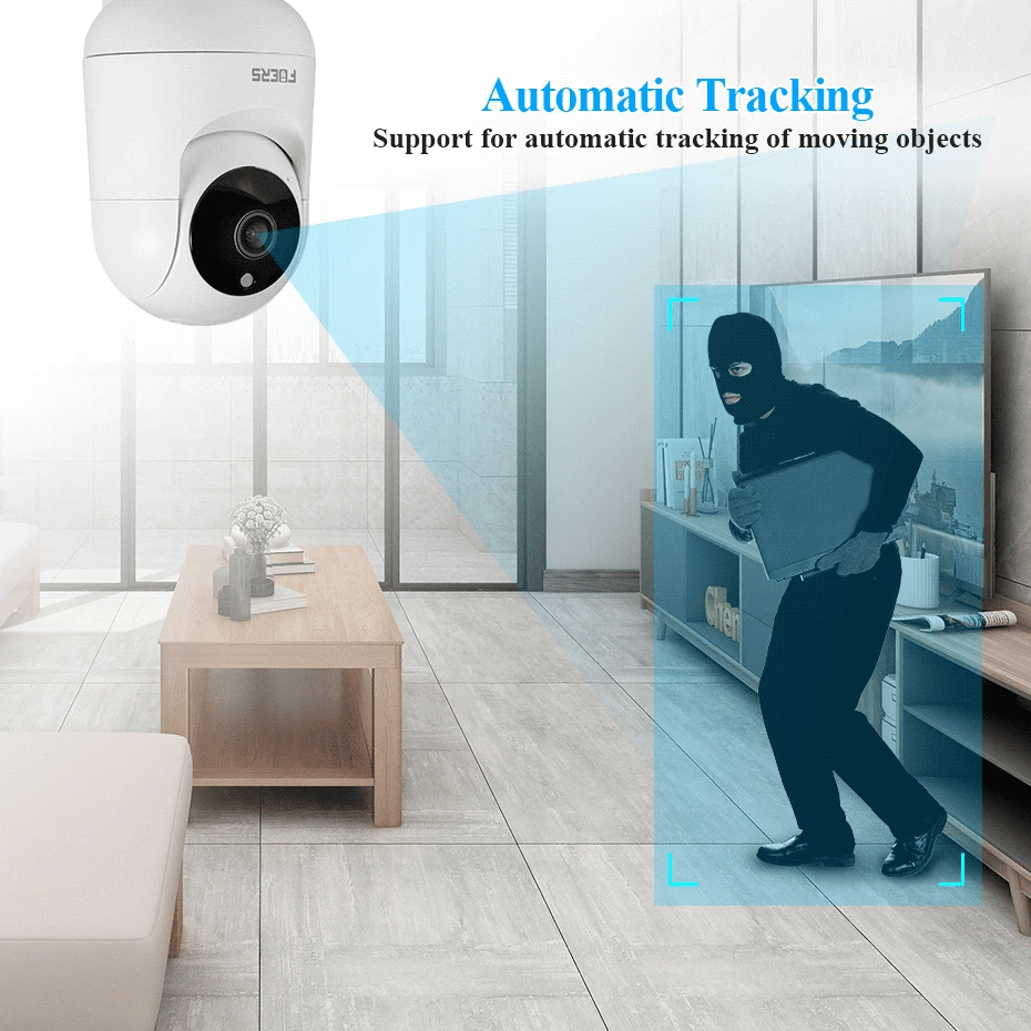 Camera WiFi Inteligente com Suporte Ajustável 4K 8MP – Rastreamento AI e Armazenamento de Até 128GB