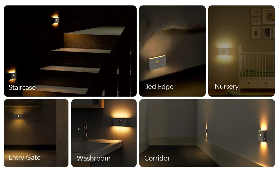 Luz Noturna com Sensor de Movimento – LED Recarregável e Magnética