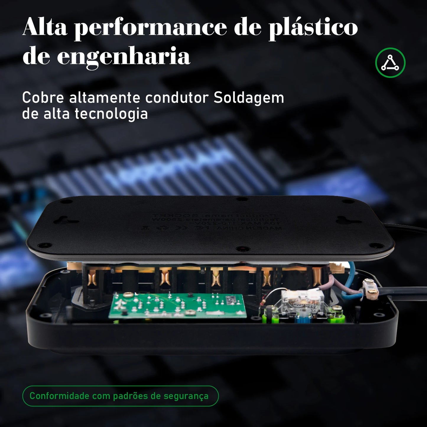 Régua Extensão de Tomadas e Porta USB