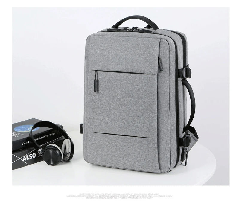 Mochila de Viagem e Trabalho – Impermeável, Expansível, com Porta USB e Compartimento para Notebook 15.6"moch