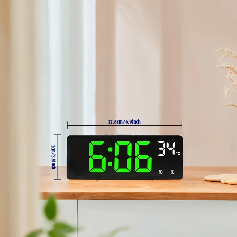 Relógio de Mesa Despertador Digital Portátil de Mesa Temperatura Grande Display
