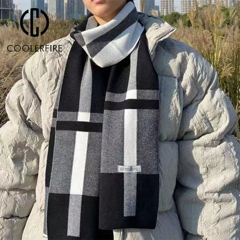 Cachecol Masculino de Inverno – Estilo Patchwork