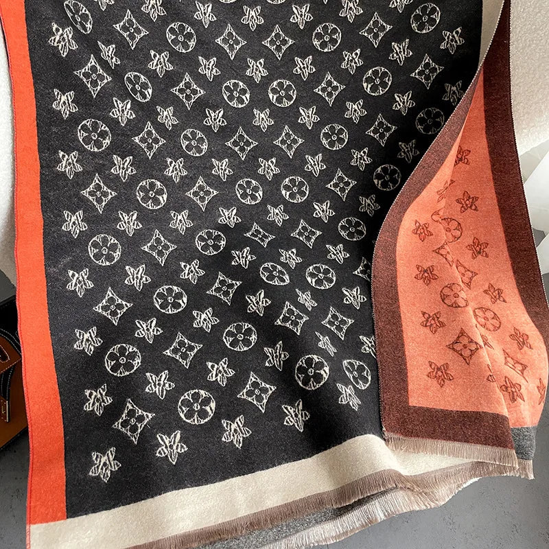 Women's Warm Scarf – Double Sided, Retro Style
