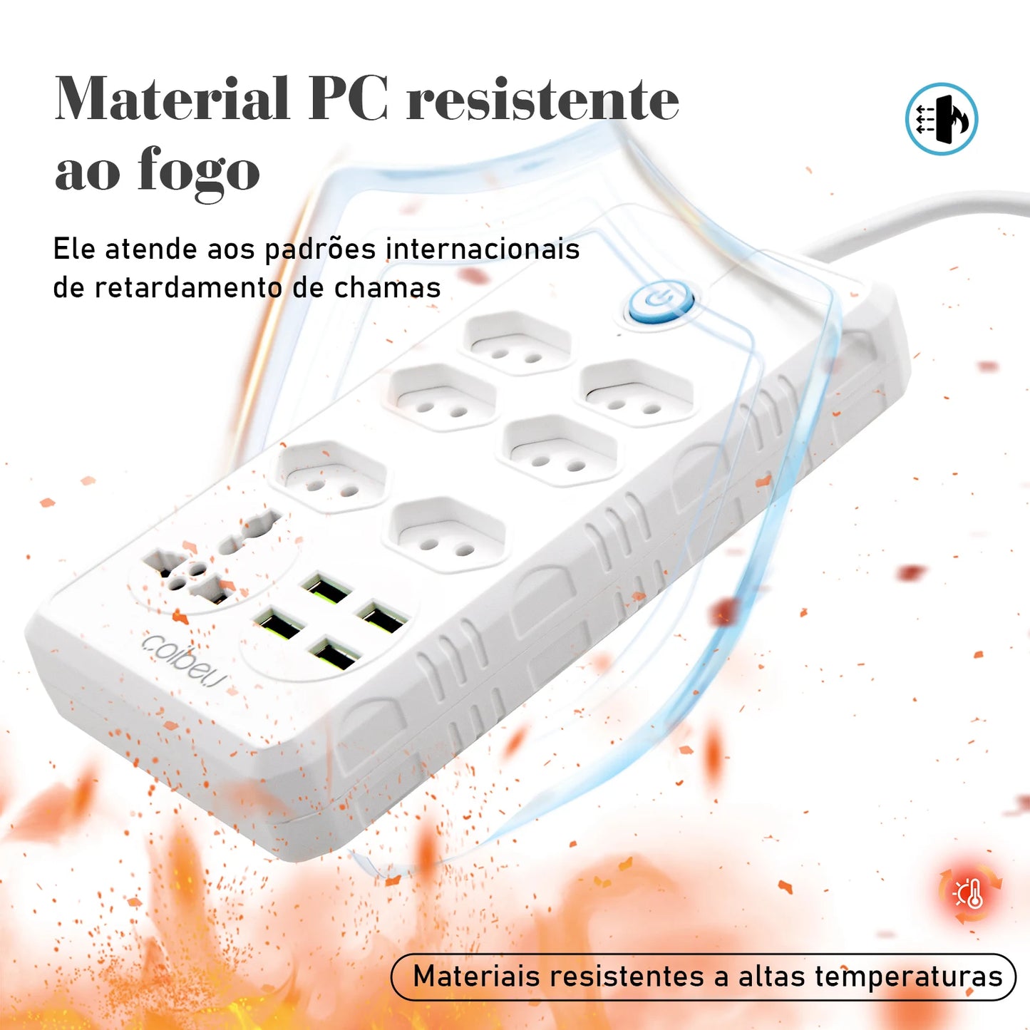 Régua Extensão de Tomadas e Porta USB