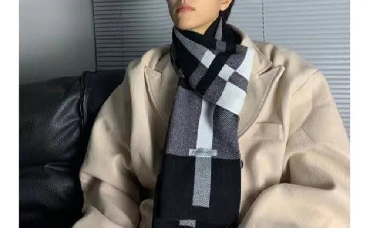 Cachecol Masculino de Inverno – Estilo Patchwork