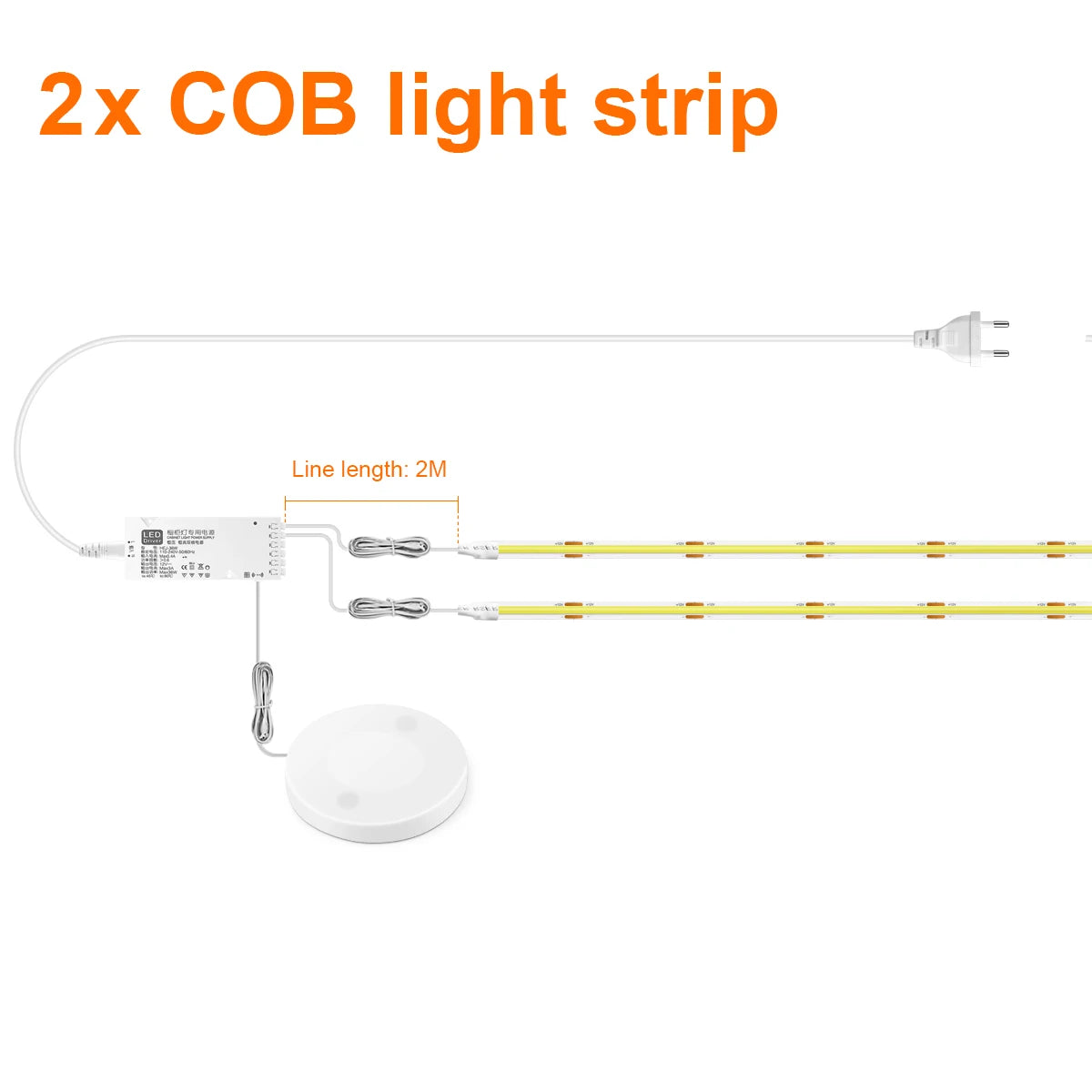 Fita LED para Armário com Sensor de Toque – Regulável, Ideal para Móveis de Madeira e Exposição