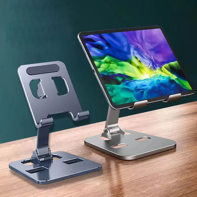 Suporte Universal para Tablet e Celular – Liga de Alumínio, Ajustável e Portátil, Compatível com iPad e Smartphones