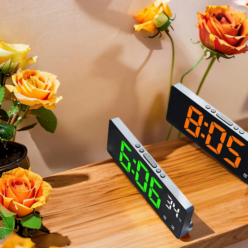 Relógio de Mesa Despertador Digital Portátil de Mesa Temperatura Grande Display