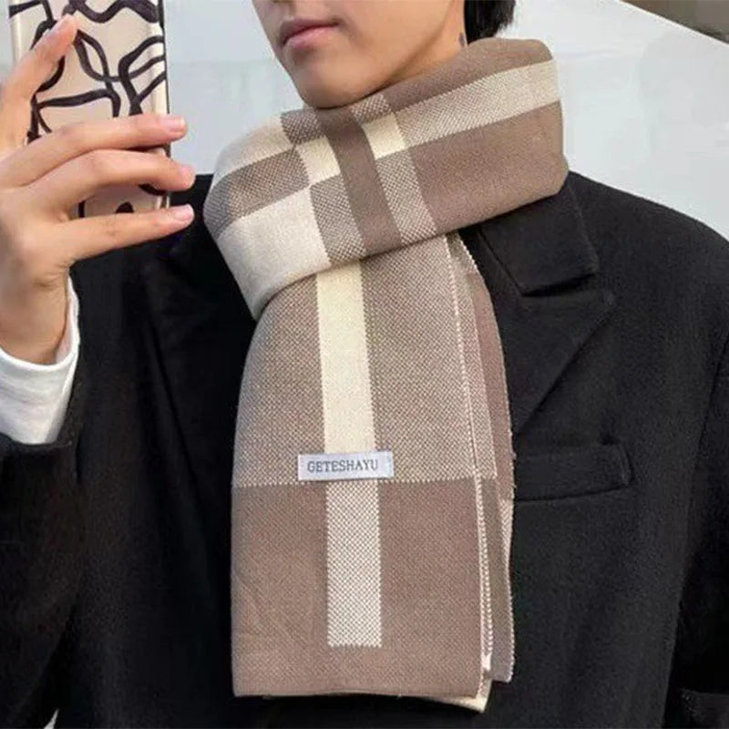 Cachecol Masculino de Inverno – Estilo Patchwork