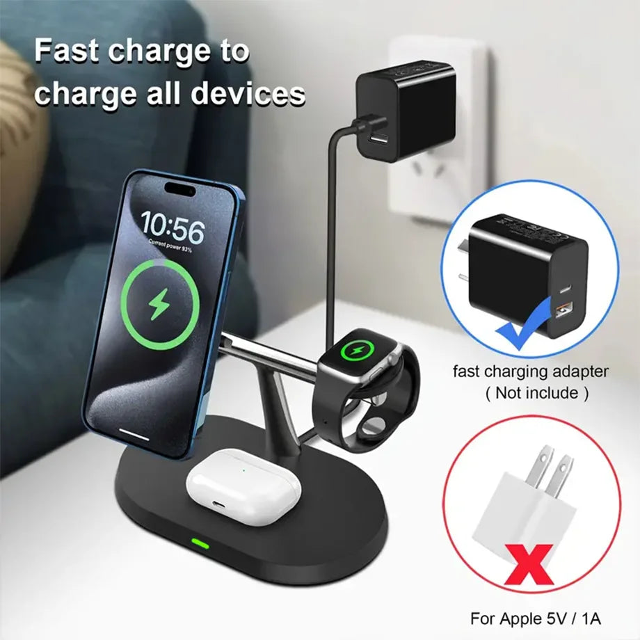 Carregador Sem Fio 3 em 1 Estação de Carregamento para iPhone Apple Watch e AirPods