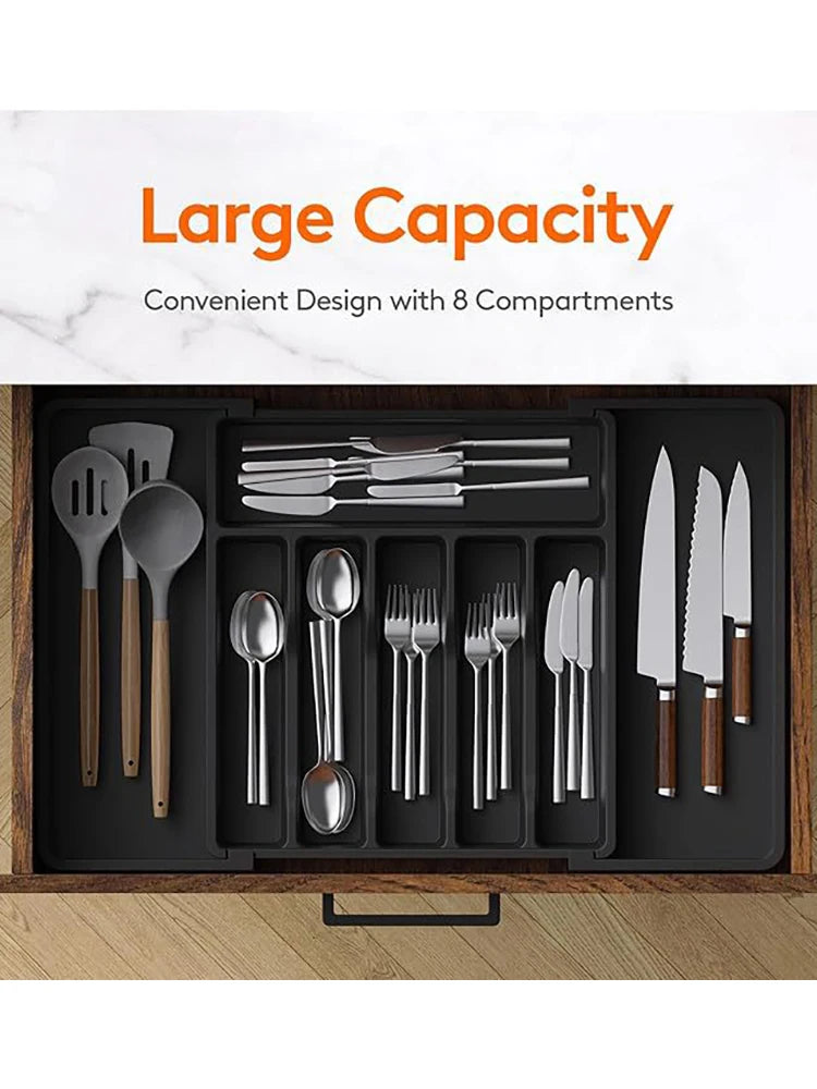 Expandable Cutlery Organizer - Adjustable Tray for Kitchen Drawers
