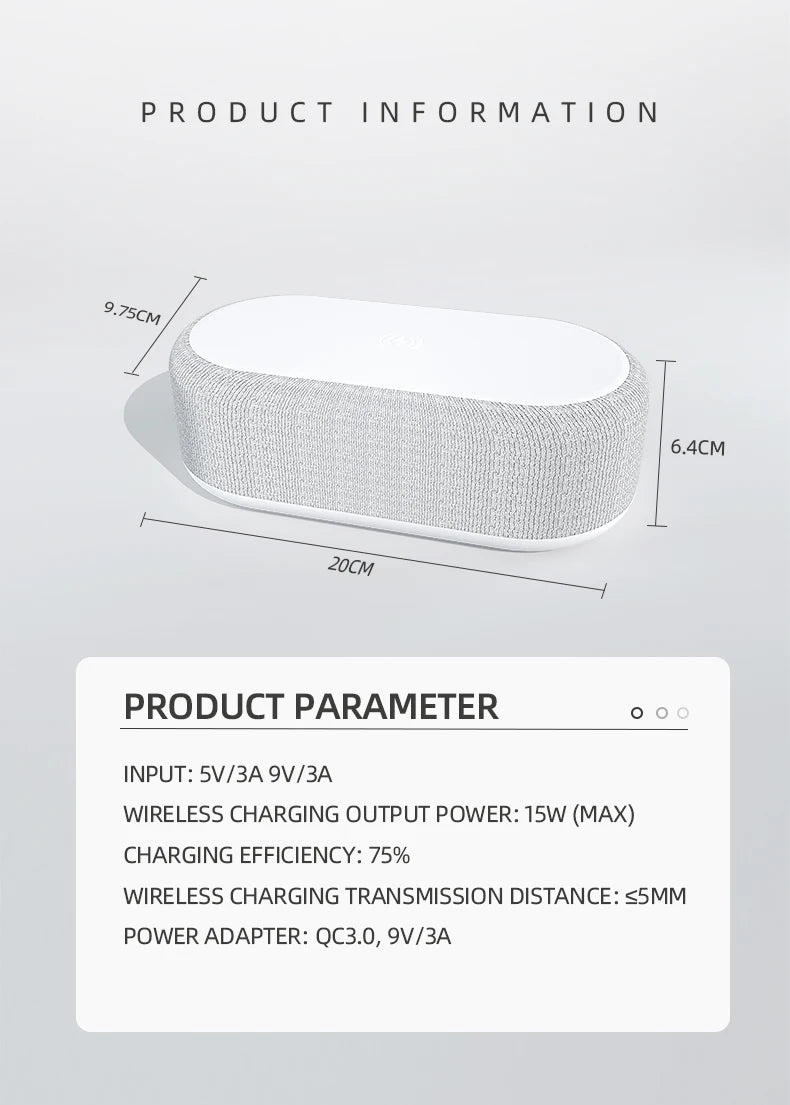 Despertador Carregador Sem Fio – Relógio LED, Luz Noturna, Termômetro e Base de Carregamento