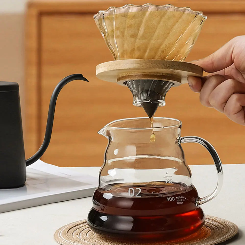 Conjunto de Jarra Borosilicato e Filtro de Café Reutilizável