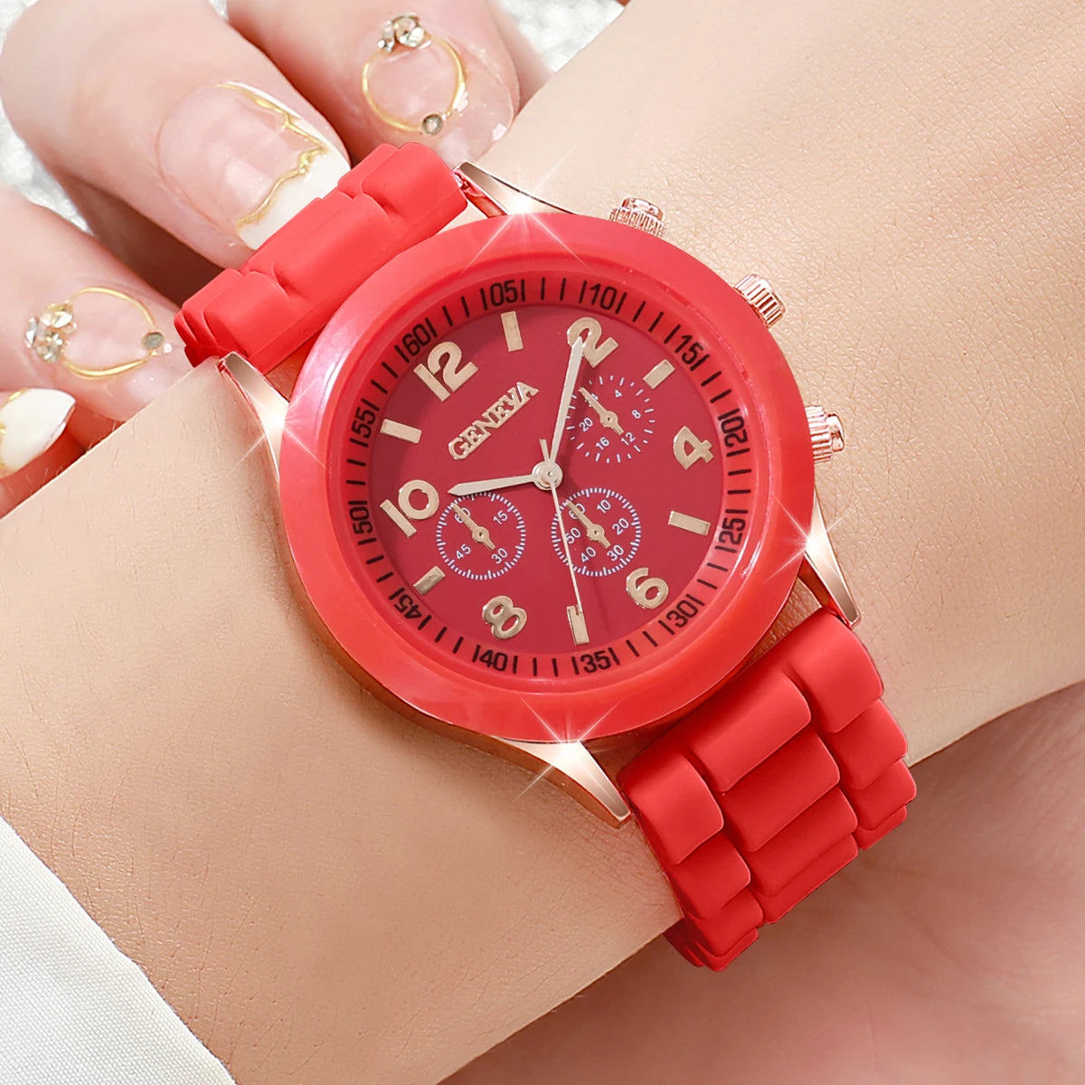 Kit com 5 Relógios Quartz com Pulseira de Silicone