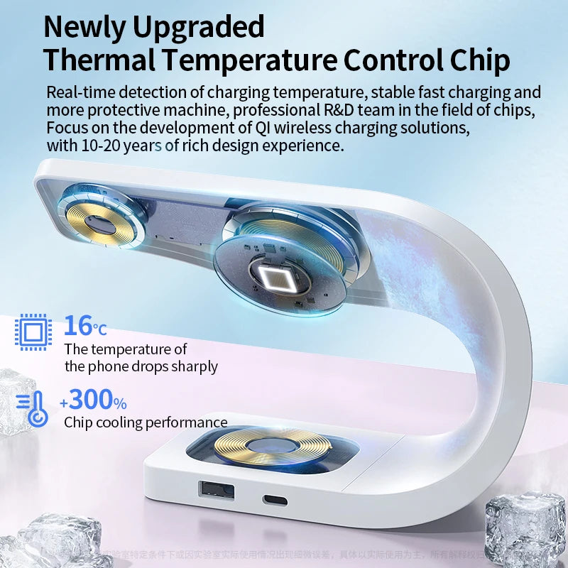Carregador Sem Fio 4 em 1 com Estrutura de Metal – Rápido Magnético para iPhone , Apple Watch e AirPods