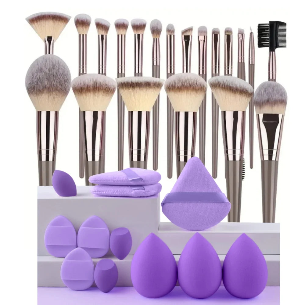 Conjunto Profissional de Pincéis Esponjas de Maquiagem
