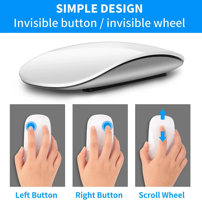 Mouse Bluetooth Silencioso Recarregável Ergonômico