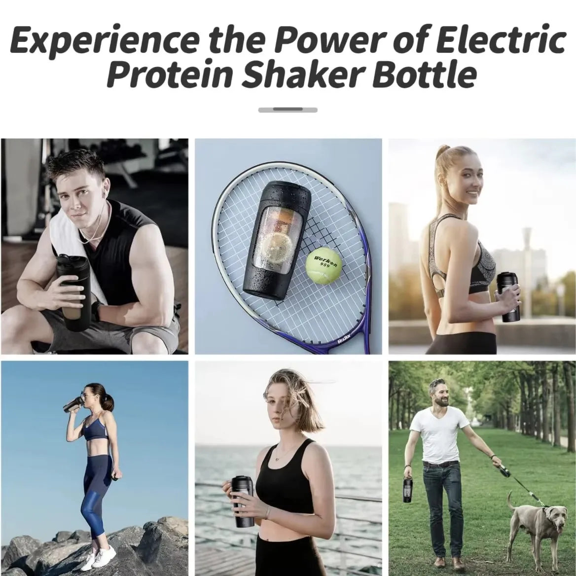 Copo Misturador Automático Portátil – 650ml, Recarregável, Ideal para Shakes de Proteína, Esportes e Fitness