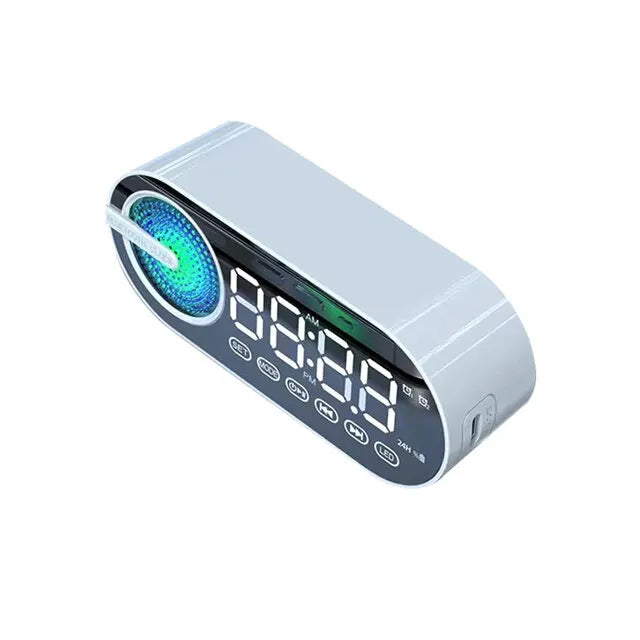 Relógio Despertador Espelho Caixa de Som Bluetooth