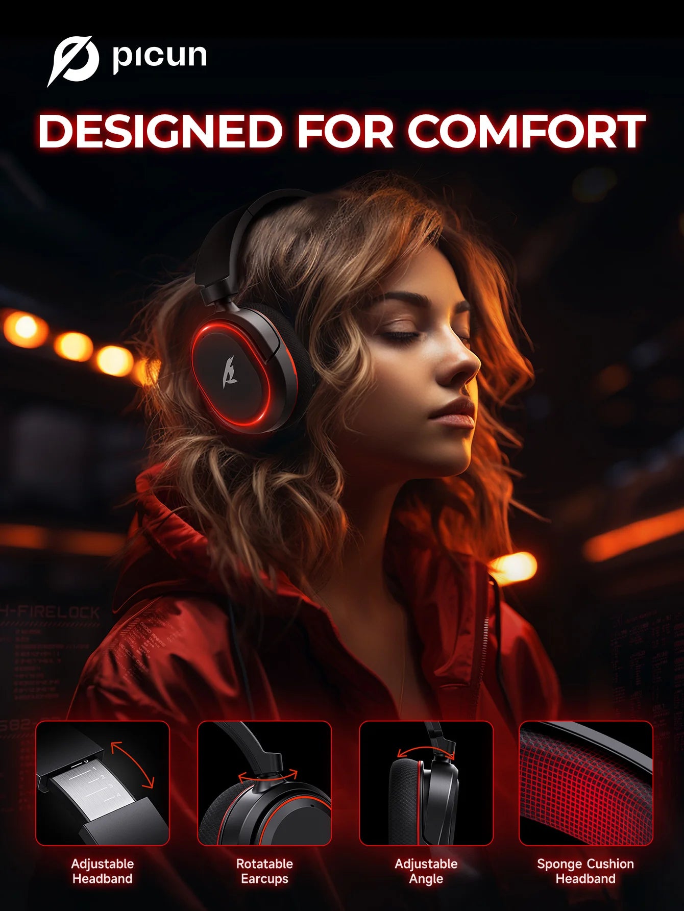 Fone de Ouvido Gamer Sem Fio - 7.1 Surround, Bluetooth 5.3 e Alta Duração de Bateria