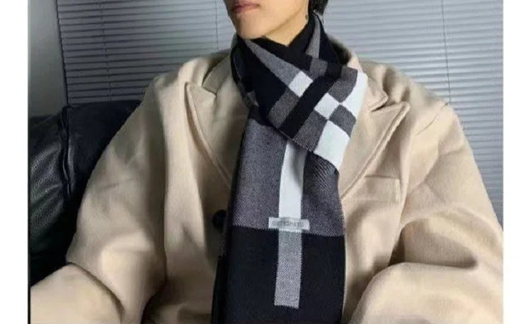 Cachecol Masculino de Inverno – Estilo Patchwork