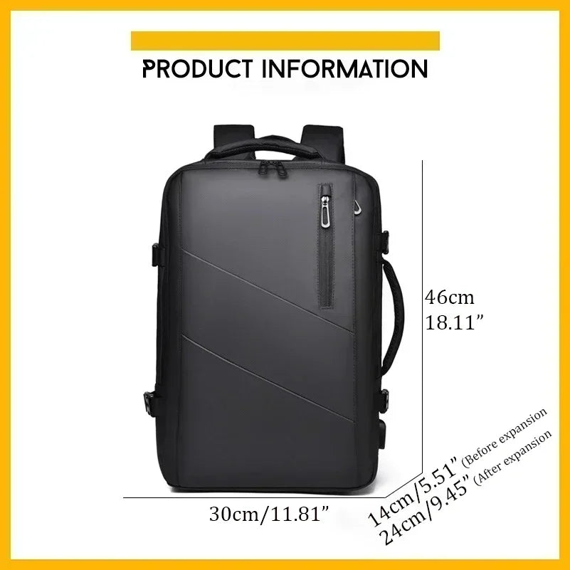Mochila – Impermeável, Expansível, com Porta USB e Compartimento para Notebook 15.6”