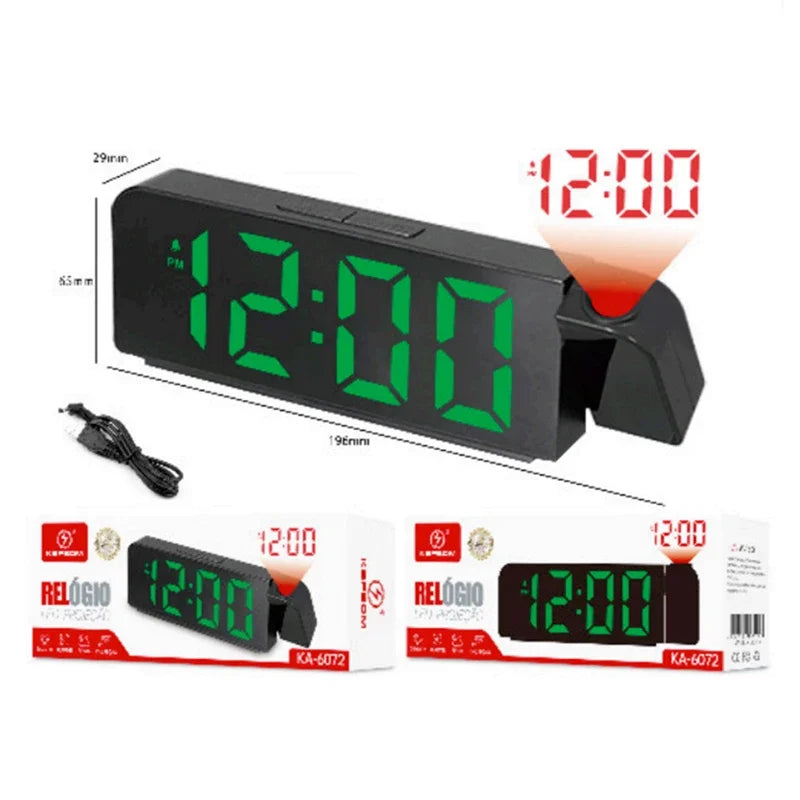 Relógio de Mesa Despertador Digital com Projeção LED Modo Noturno,
