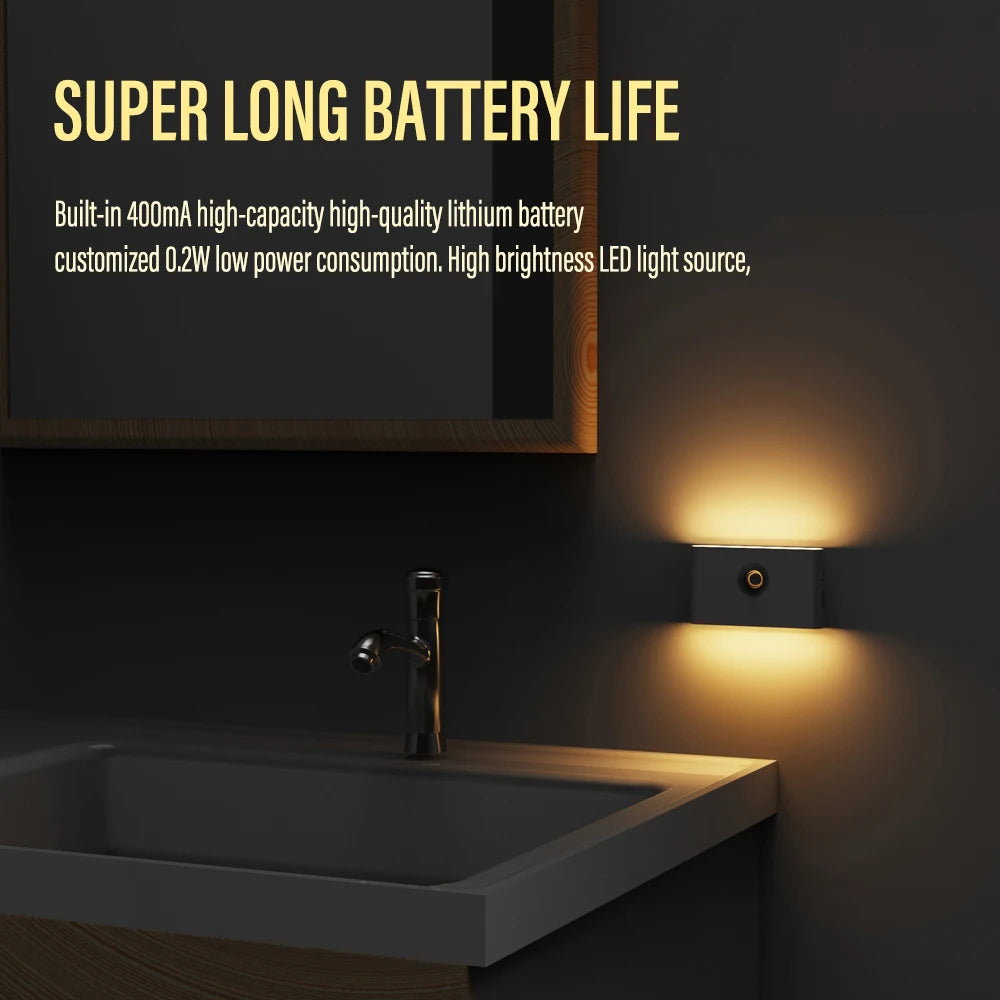 Luz Noturna LED por Indução – Sem Fio, Recarregável via USB