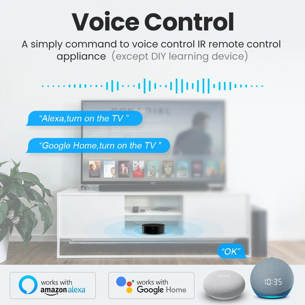 WiFi Smart Remote Control for Smart Home, Compatible with TV, Air Conditioner, Alexa and Google Home