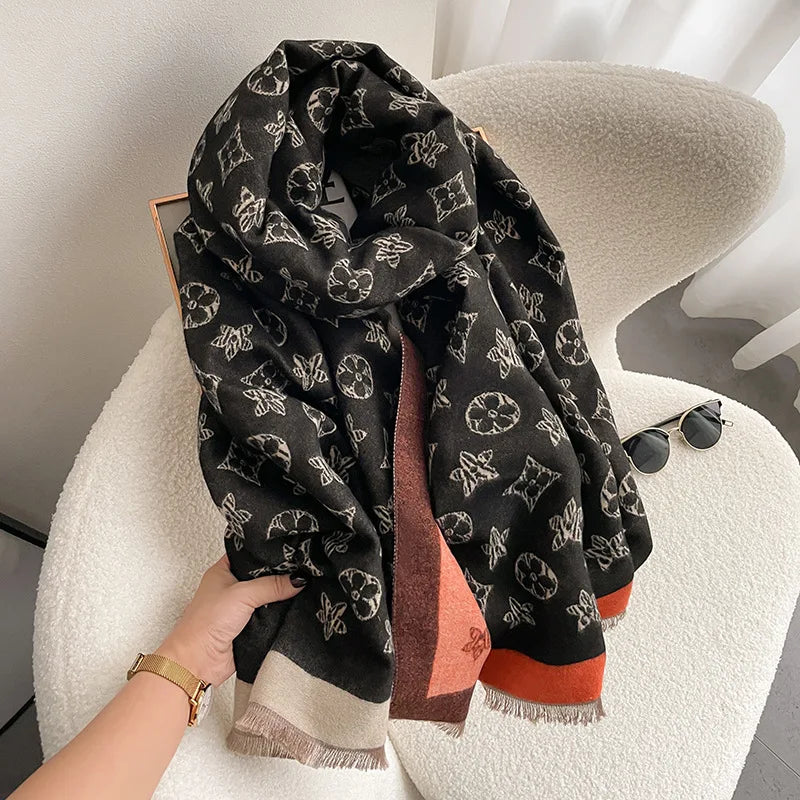 Women's Warm Scarf – Double Sided, Retro Style