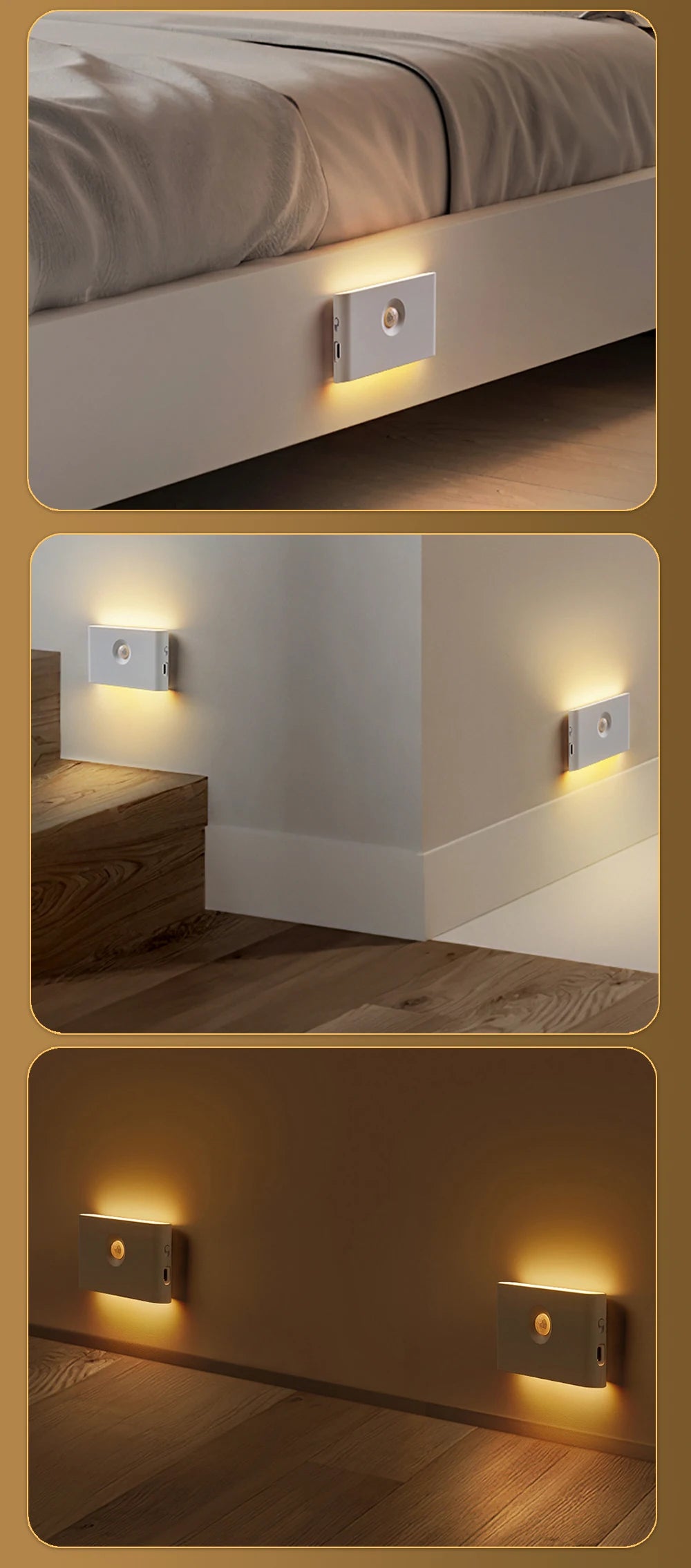 Luz Noturna LED por Indução – Sem Fio, Recarregável via USB